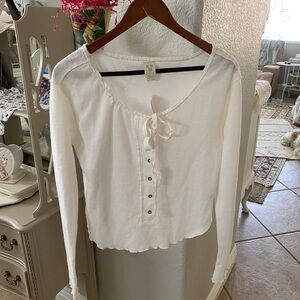 Free people  new Women's White Long Sleeve Top